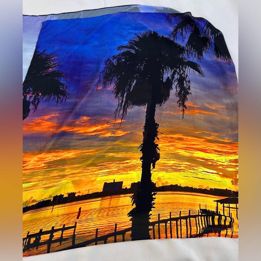 Colleen Lopez Cover Up Wrap One Sz Beach ocean view palms sunset - Picture 6 of 10